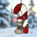 Christmas Mouse stained glass suncatcher. Made with gray, pink, white and red glass. Crystal eyes, nose and hat pom-pom.