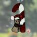 Christmas Mouse stained glass suncatcher. Made with gray, pink, white and red glass. Crystal eyes, nose and hat pom-pom.