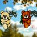 Saint Patrick's Day Bear suncatchers in direct sunlight