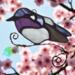 Hummingbird Stained glass suncatcher- sitting 3.5"- in purple.