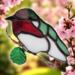 Hummingbird Stained glass suncatcher- sitting 3.5"- in green