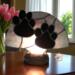 Paw Print Stained Glass Fan Lamp by Robin C. Hary- shown in Pink.