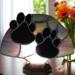 Paw Print Stained Glass Fan Lamp by Robin C. Hary- shown in Multi. A beautiful combination of pink, purple, blue and yellow.