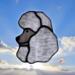 Poodle stained glass ornament shown in gray.