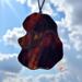 Poodle stained glass ornament shown in brown.