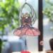 Angel stained glass wind chime- pink dress with blonde hair and white wings.