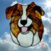 Australian Shepherd stained glass suncatcher in Red Tricolor.