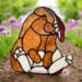 Floppy the stained glass rabbit in Gold/Brown
