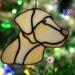 Labrador Retriever stained glass ornament- shown hanging on a Christmas tree