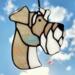 Schnauzer stained glass ornament- Gray and white- natural ears