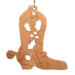Handmade wooden Christmas tree ornament shaped like a cowboy boot, featuring a sprig of holly On the side of the boot, and round berry accents.