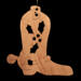 Handmade wooden Christmas tree ornament shaped like a cowboy boot, featuring a sprig of holly On the side of the boot, and round berry accents.