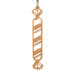 Handmade wooden Christmas tree ornament shaped like a peppermint stick with diagonal stripes, crafted from light-colored wood with flared decorative ends.