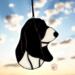 Basset Hound stained glass ornament in Black and White.