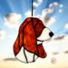 Basset Hound stained glass ornament in Red and White.