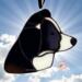 Border Collie stained glass ornament shown in Black and White.