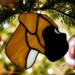 Boxer stained glass ornament- Fawn natural ears- hanging on a Christmas Tree.