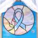 Breast Cancer Awareness 10" Beveled Suncatcher Panel- shown in a small window.