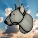 Bull Terrier stained glass ornament- shown in white.