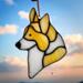 Corgi stained glass ornament in Orange.