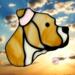 Pit Bull Stained Glass Ornament- shown in tan.
