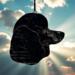 Large Poodle stained glass ornament- in Black