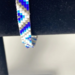 Traditional Native American Indian Style Glass Seed Bead Handcrafted Bracelet, Blue  white and and silver chevron pattern