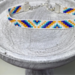 Native American Indian style, bead bracelet , white blue and orange 