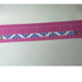 Traditional Native American Indian Style Bracelet , blue white and orange, on pink  measuring mat
