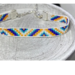 Native American Indian style, bead bracelet , white blue and orange 