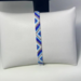 Traditional Native American Indian Style Glass Seed Bead Handcrafted Bracelet, Blue  white and and silver chevron pattern