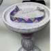 Beaded Bracelet Geometric Pattern in Purple, Blue, and Gray
