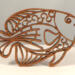 Handcrafted wooden tropical fish ornament made from 1/4-inch thick oak, finished with shellac, designed for holiday decor or year-round display as wall art.