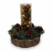 Rustic artisan centerpiece displayed on white background; pine greenery, wood slice base, and gold ornaments highlighted clearly. Rustic artisan centerpiece displayed on white background; pine greenery, wood slice base, and gold ornaments highlighted clearly.