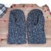 Handmade black men's xl mittens, made from soft fleece; cozy winter mittens for men with extra large hands.