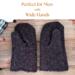 Pair of black brown herringbone pattern wide mittens durable wool winter gloves for wide handed men.