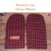 Set of men’s red plaid wide handmade fleece mittens crafted from upcycled fleece, lined in soft Berkshire polar fleece for double warmth.