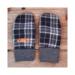 Handmade soft black and white fleece plaid women's regular mittens, made from warm upcycled fleece; lined winter mittens for woman.