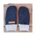 Handmade soft blue fleece women's regular mittens, made from warm upcycled fleece; lined winter mittens for woman.