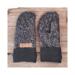 Handmade soft black and white fleece speckled women's regular mittens, made from warm upcycled fleece; lined winter mittens for woman.