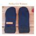 Pair of blue wool regular sized mittens; soft fleece lined winter gloves for women.