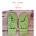 Women’s regular sized green fleece mittens featuring two layers of upcycled fleece; lined winter mittens for mom, wife, outdoors woman.
