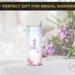 Lifestyle: Bride tumbler on table with pastel flowers and glassware.  