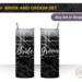 Bride and Groom black marble 20 oz stainless tumblers - front and back