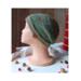A hand knit acrylic & wool beanie in an ombre green and yellow cozy stitch pattern. For winter holiday gifting for kids ages 6, 7, 8, 9.