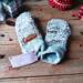 Handmade kids ages 5, 6, 7 years old sized mittens made from an upcycled fluffy gray fleece jacket. Perfect for winter holiday gift giving. 