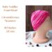 A side view of a handmade baby hat in a pink and red acrylic yarn. Great for winter holiday gifting for newborn babies 0 to 12 months.