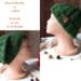 A hand knit green acrylic beanie in a ribbed stitch pattern. For winter holiday gifting for kids ages 6, 7, 8, 9.