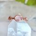 Pink Chalcedony Adjustable Copper Ring Front View