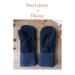 Handmade kids ages 5, 6, 7 years old sized mittens made from black & blue upcycled wool. Perfect for winter holiday gift giving for children